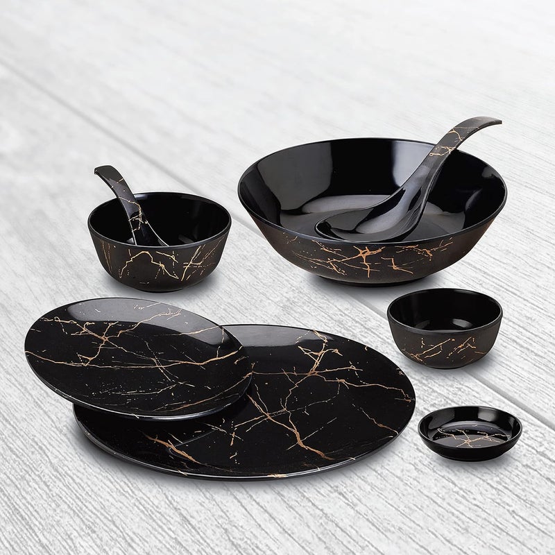 DINEWELL MELAMINE ULTRA DINNER SET BLACK 30PCS - Image 1