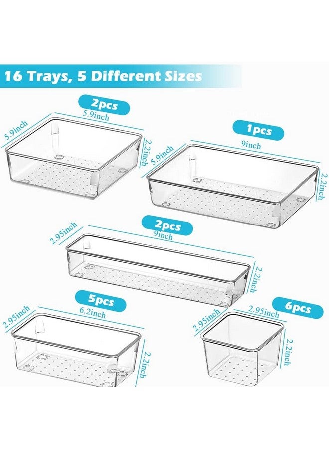 Golden Bird Golden bird Drawer Organizer Set Dresser Desk Drawer Dividers , Multipurpose Plastic Storage Bins for Bathroom Vanity Cosmetic Makeup Jewelries, Kitchen Gadgets and Office Accessories (16 PCS) - Image 3