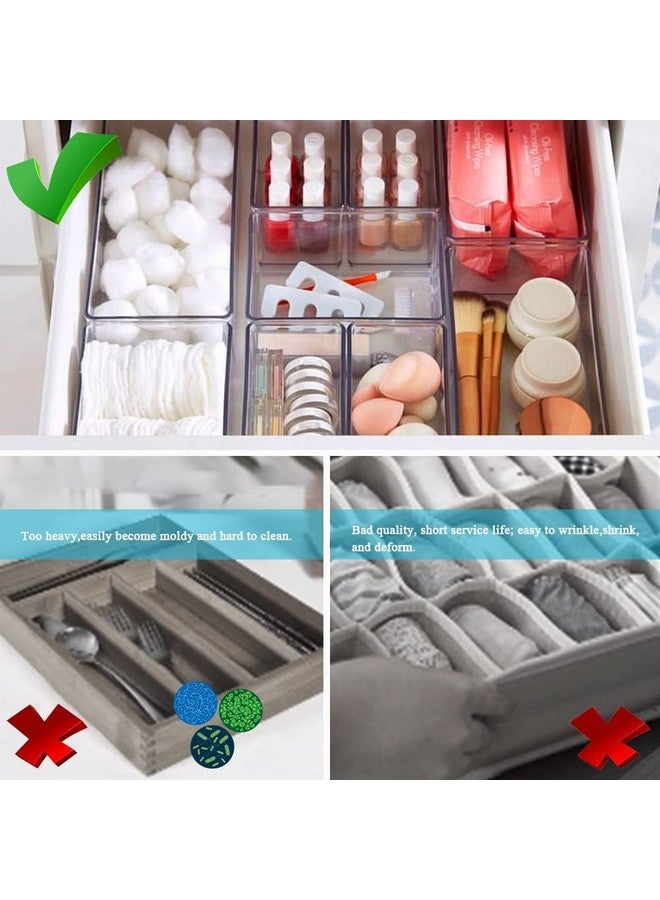 Golden Bird Golden bird Drawer Organizer Set Dresser Desk Drawer Dividers , Multipurpose Plastic Storage Bins for Bathroom Vanity Cosmetic Makeup Jewelries, Kitchen Gadgets and Office Accessories (16 PCS) - Image 4