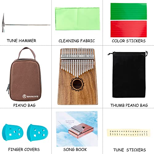 RANMING Kalimba Thumb Piano 17 Keys RANMING Mbira Finger Piano Kalimba Gifts for Adults Kids Beginners With Portable Handbag and Tune Hammer Thumb Pianos Finger Harp (Acacia-Plus) - Image 5