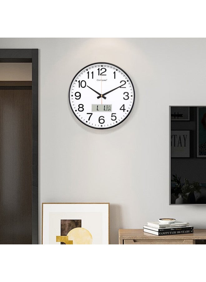 Compas Wall Clock Living Room Quartz Clock Wall-mounted New Model Clock 3588a Calendar Black 35cm - Image 1