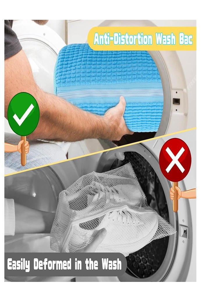 Shoe Washing Machine Bag, 2 Pcs Reusable Laundry Shoe Bag Shoe Cleaning Bag for Sneakers,Tennis Shoes with Self-locking Zipper, Microfiber Inside - Image 4