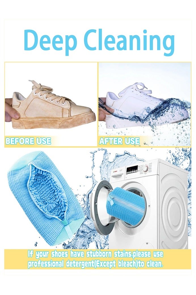 Shoe Washing Machine Bag, 2 Pcs Reusable Laundry Shoe Bag Shoe Cleaning Bag for Sneakers,Tennis Shoes with Self-locking Zipper, Microfiber Inside - Image 5