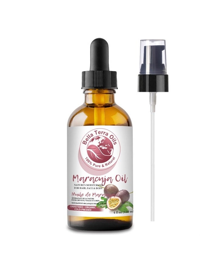 Bella Terra Oils Maracuja Oil (Passion Fruit). 4oz. 100% Pure. Cold-pressed. Unrefined. Non-GMO. Chemical-free. Rich in Vitamin C. Deeply Hydrating. Natural Moisturizer for Hair, Skin, Beard, Stretch Marks. Bella Terr - Image 1