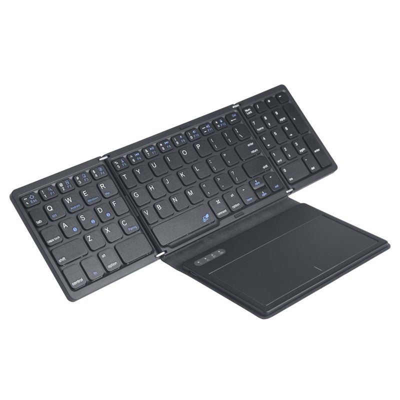 Ultra Thin Wireless keyboard Four fold with large touchpad BT keyboard Tablet Silent mini keyboard - Image 1