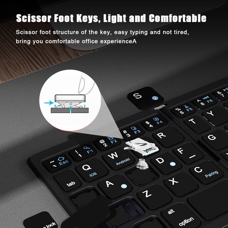 Ultra Thin Wireless keyboard Four fold with large touchpad BT keyboard Tablet Silent mini keyboard - Image 3