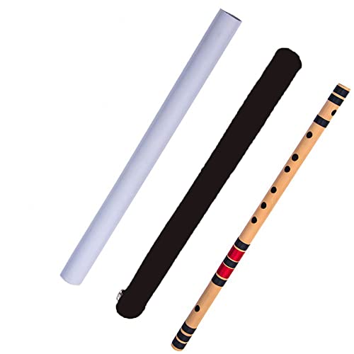 Ketostics® Natural Bamboo Flute Bansuri C Natural Right Handed Middle (19 inch) with hard case and carry cover - Image 1