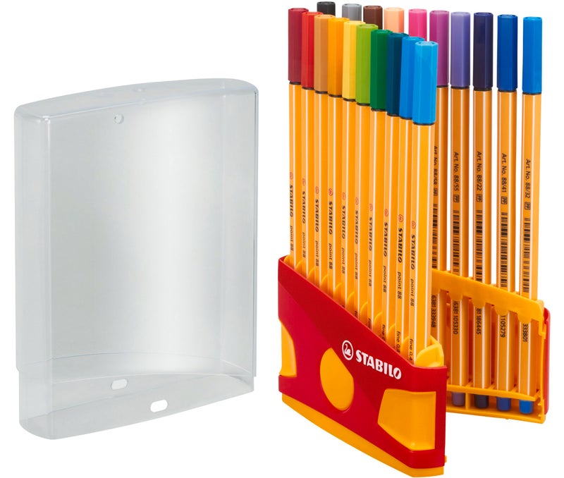 STABILO Fineliner point 88 - ColorParade - Pack of 20 Assorted Colors with Hanging Loop - Image 1