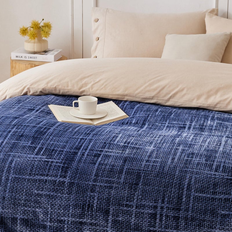 COOVA Super Soft Throw Blanket - Cozy 3D Jacquard Leaf Fluffy Blanket  Lightweight and Warm Fleece Blanket for Couch  Gift for Women Bed Sofa Chair Camping and Travel.(Navy Blue  50""x60"") - Image 5