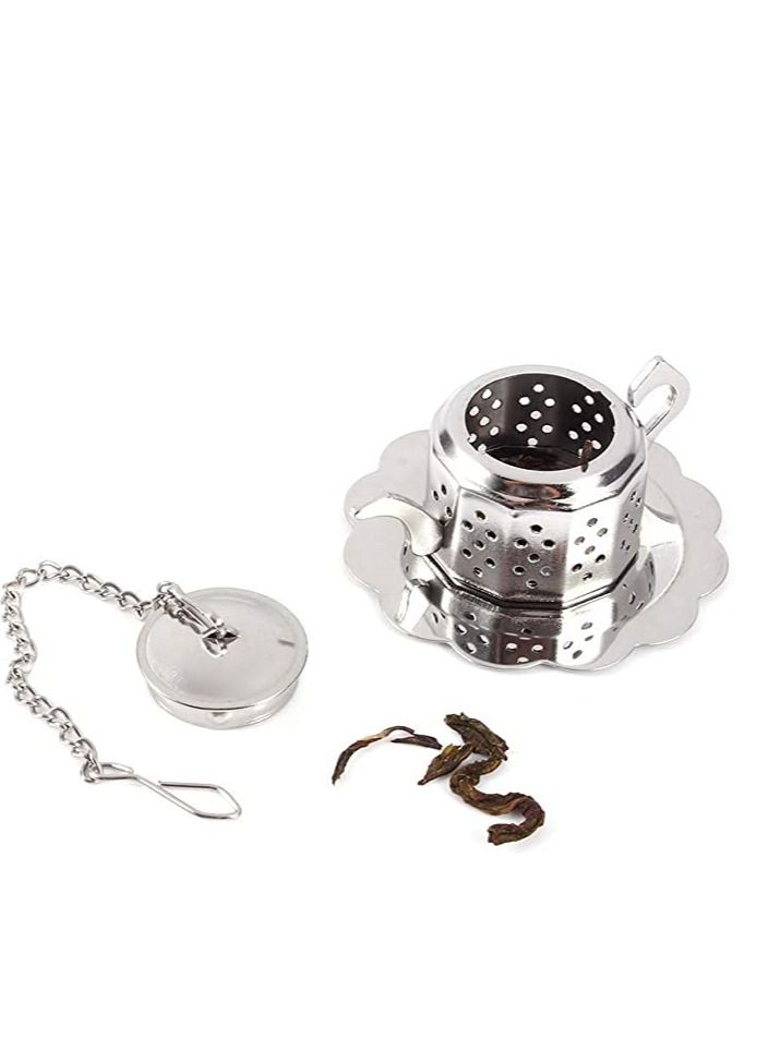 تيلاند مصفاة شبكية رفيعة متينة مع مصفاة وعاء الشاي مع فلتر صينية من الفولاذ المقاوم للصدأ مقاس مثالي مناسب لأي أكواب إبريق الشاي لنقع الشاي ذو الأوراق السائبة - Image 2