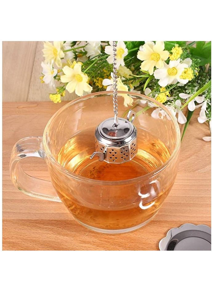 تيلاند مصفاة شبكية رفيعة متينة مع مصفاة وعاء الشاي مع فلتر صينية من الفولاذ المقاوم للصدأ مقاس مثالي مناسب لأي أكواب إبريق الشاي لنقع الشاي ذو الأوراق السائبة - Image 4