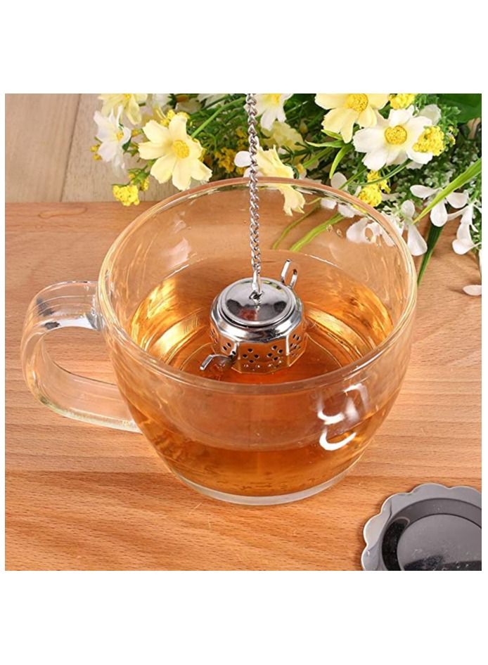 تيلاند مصفاة شبكية رفيعة متينة مع مصفاة وعاء الشاي مع فلتر صينية من الفولاذ المقاوم للصدأ مقاس مثالي مناسب لأي أكواب إبريق الشاي لنقع الشاي ذو الأوراق السائبة - Image 3