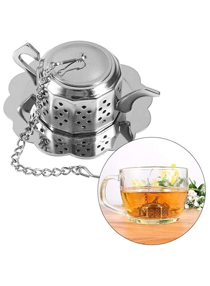 تيلاند مصفاة شبكية رفيعة متينة مع مصفاة وعاء الشاي مع فلتر صينية من الفولاذ المقاوم للصدأ مقاس مثالي مناسب لأي أكواب إبريق الشاي لنقع الشاي ذو الأوراق السائبة - Image 5