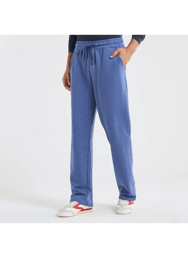 FAV Solid Track Pants with Drawstring Closure and Pockets