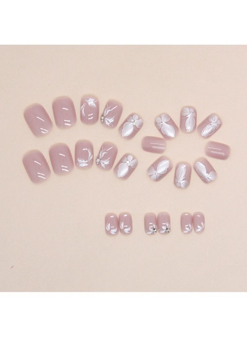 Butterfly Short Fake Nails 24Pcs - Image 3