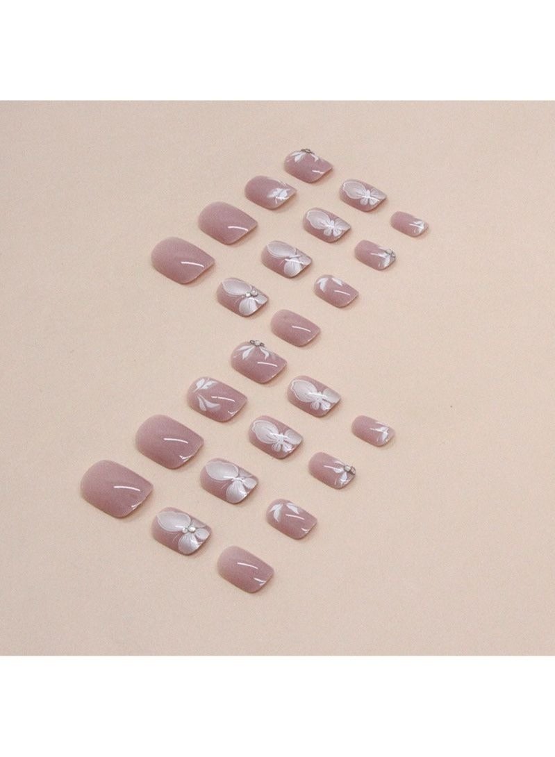 Butterfly Short Fake Nails 24Pcs - Image 2
