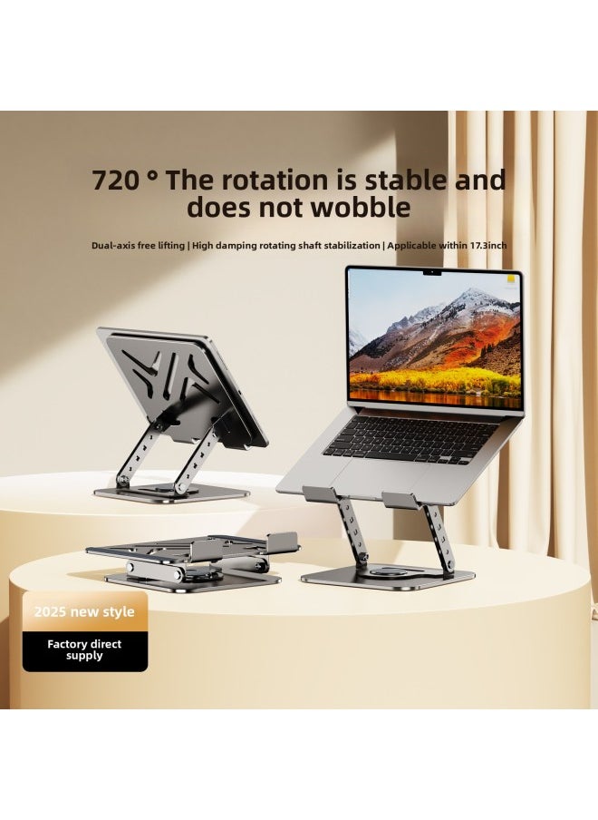 Generic - Laptop Tablet PC Stand Foldable Pad Height Alloy Heat Rack Rotating Display Lifting Rack-Color:261 Tablet Model [360 ° Rotate】black - Image 1