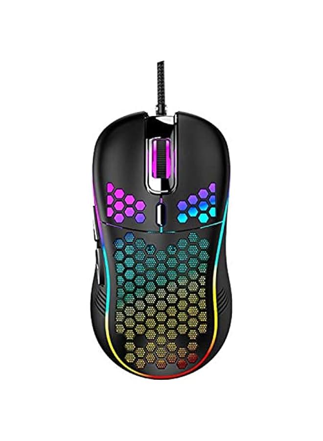 Honeycomb Wired Gaming Mouse, RGB Backlight and 7200 Adjustable DPI, Ergonomic and Lightweight USB Computer Mouse with High Precision Sensor for Windows PC  Laptop Gamers (Black) - Image 1