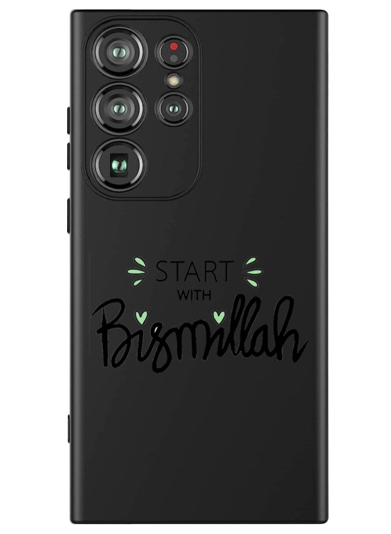 Theodor Protective Slim Fit Case Liquid Silicone Cover with Full Body Protection Anti-Scratch Shockproof Case For Samsung Galaxy S24 Ultra (Black) - Start with Bismillah Black - Image 1