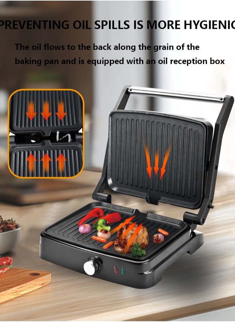 sokany Electric Grill & Panini Press,Grill Maker,Non-Stick Plates, Indicator Light, Cool Touch Handle, for Toasted Sandwiches, Kebabs, Steak, Meat, 2000W,SK-204  - Image 2