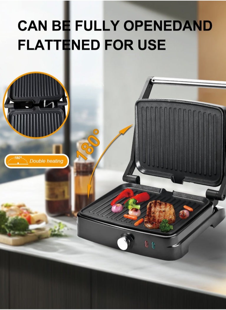 sokany Electric Grill & Panini Press,Grill Maker,Non-Stick Plates, Indicator Light, Cool Touch Handle, for Toasted Sandwiches, Kebabs, Steak, Meat, 2000W,SK-204  - Image 4