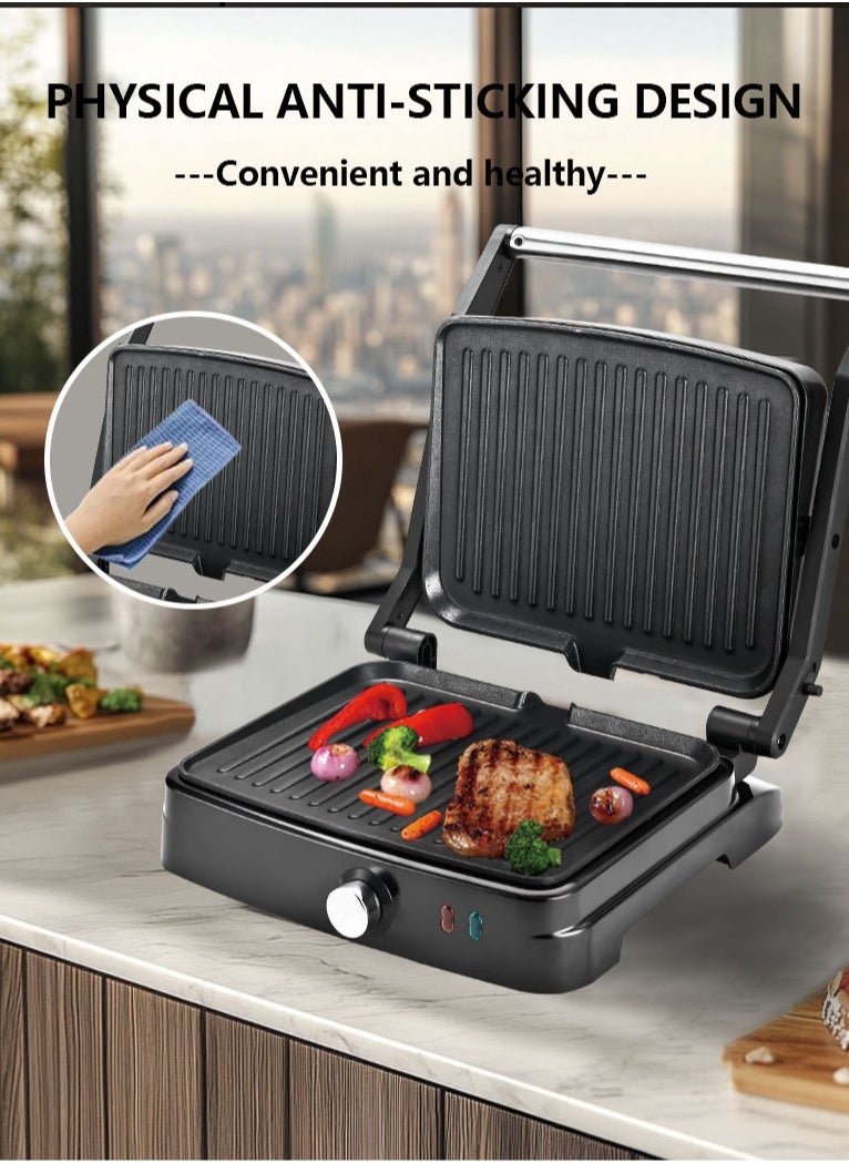 sokany Electric Grill & Panini Press,Grill Maker,Non-Stick Plates, Indicator Light, Cool Touch Handle, for Toasted Sandwiches, Kebabs, Steak, Meat, 2000W,SK-204  - Image 5