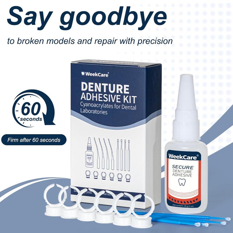 WeekCare Dental Lab Denture Repair Glue (1oz) - Fast-Setting, Instant Bonding Adhesive for Broken Dentures and Teeth Repair - Strong Bond for Securely Fixing Cracks Instantly Lasting Days to Weeks - Image 5