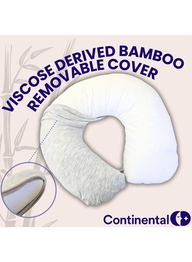 Continental Bedding Travel Neck Pillow - U Shaped 13x11 Inch - Polyester Fill - Removable Gray Viscose Derived from Bamboo Cover in Travel Case - Image 3
