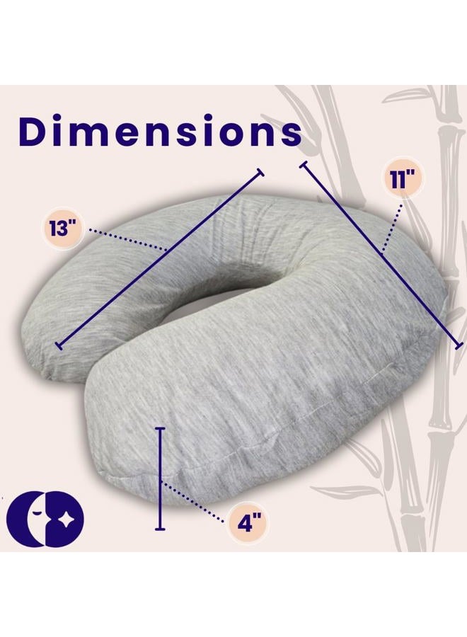 Continental Bedding Travel Neck Pillow - U Shaped 13x11 Inch - Polyester Fill - Removable Gray Viscose Derived from Bamboo Cover in Travel Case - Image 2
