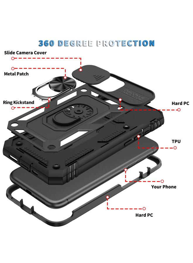 Zaboon Case For iPhone 11 Sliding Camera Cover Design TPU + PC Protective Case with 360 Degree Rotating Holder & Card Slot - Image 5