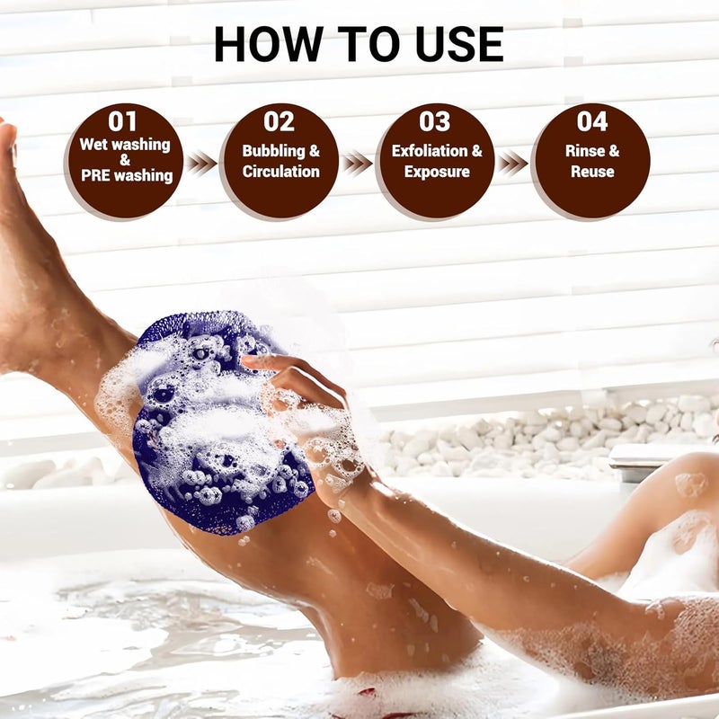 Shenjie African Bath Scrubbing Mesh (Purple) – Unisex Exfoliating Washcloth for Brightening & Softening Skin; Daily Body Scrub Towel for Showering - Image 3