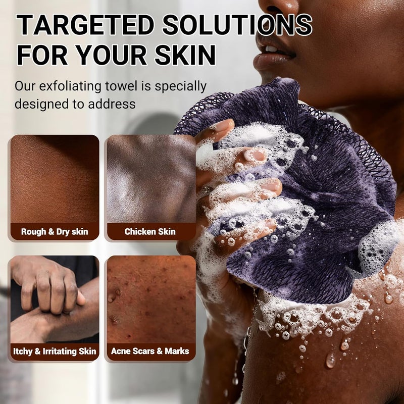 Shenjie African Bath Scrubbing Mesh (Purple) – Unisex Exfoliating Washcloth for Brightening & Softening Skin; Daily Body Scrub Towel for Showering - Image 4