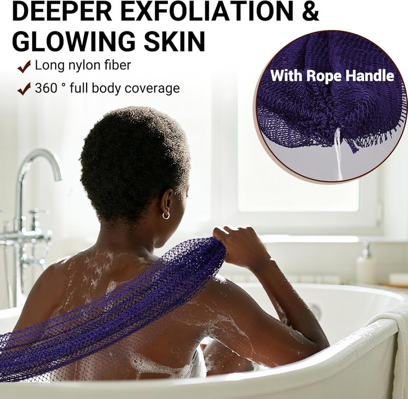 Shenjie African Bath Scrubbing Mesh (Purple) – Unisex Exfoliating Washcloth for Brightening & Softening Skin; Daily Body Scrub Towel for Showering - Image 2