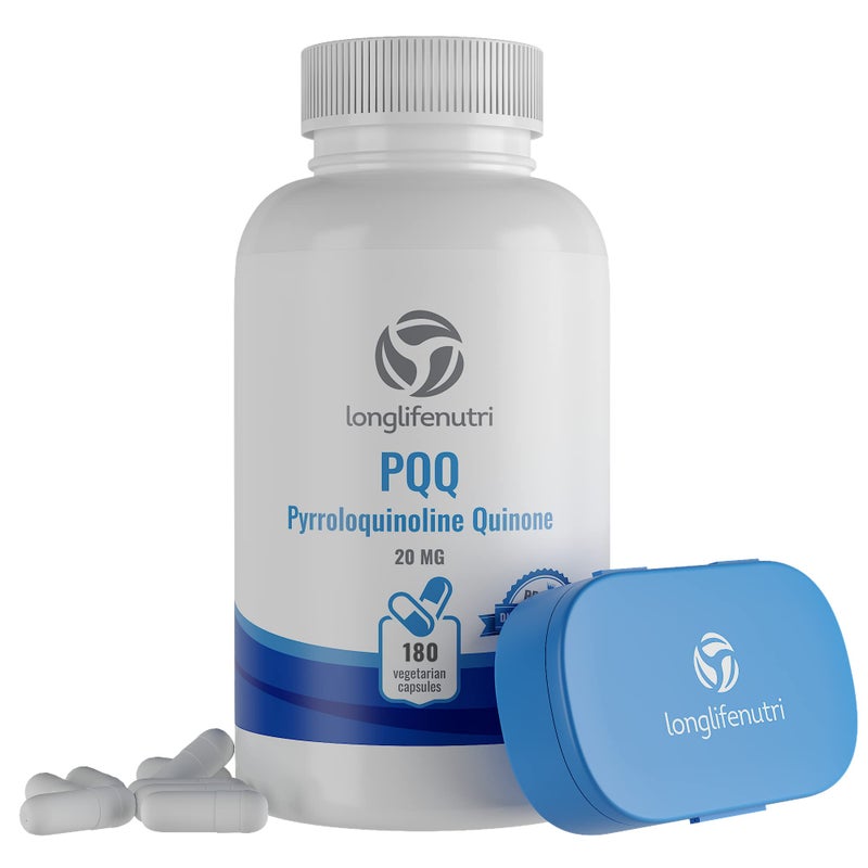 LongLifeNutri PQQ Supplement, 20mg per Serving, Pyrroloquinoline Quinone, 180 Vegetarian Capsules, 6-Month Supply, Made in USA, Natural Supplement, Daily Wellness - Image 1
