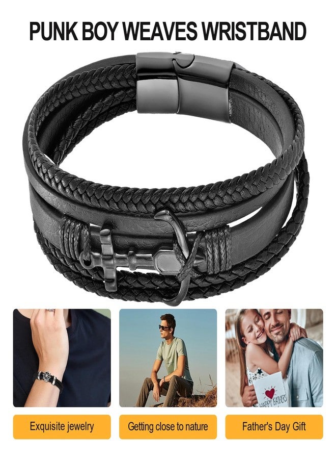 HSM Bracelets for Men - Premium Leather Bracelet for Men with Stainless Steel Anchor - Image 5