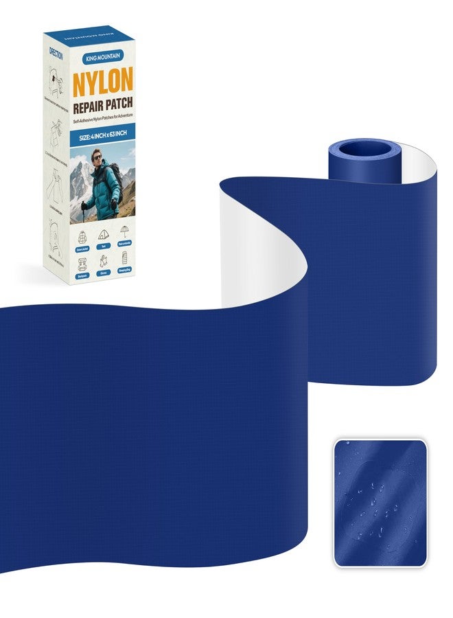 KING MOUNTAIN Self Adhesive Nylon Fabric Repair Tape, 4×63 Inches, Quick Down Jacket Repair Patch, Waterproof Outdoor Gear Patch Kit for Tent,Backpacks,Umbrella, Gloves, Sleeping Bag (Dark Blue - Image 1