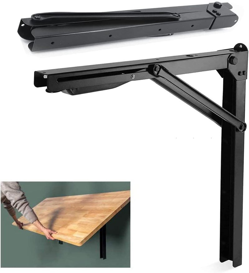 Wallmaster 24inch Folding Shelf Brackets Garage Heavy Duty Steel Max Load 500lb Floating Wall Mounted Collapsible Shelf Bracket Space Saving (Pack of 2, No Board) - Image 1