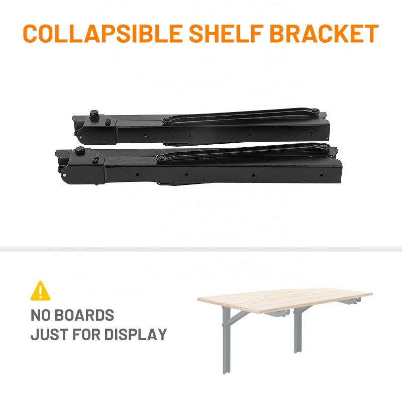 Wallmaster 24inch Folding Shelf Brackets Garage Heavy Duty Steel Max Load 500lb Floating Wall Mounted Collapsible Shelf Bracket Space Saving (Pack of 2, No Board) - Image 3