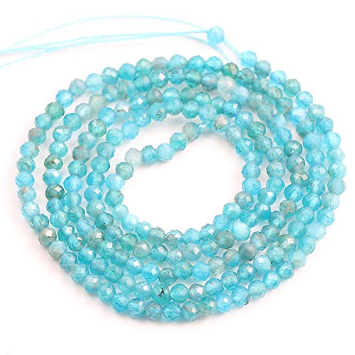 Zotoone Natural Stone Beads Apatite Gemstone Faceted Loose Beads for Jewelry Making 2 Strands/Pack Length 15" Size 2mm - Image 3