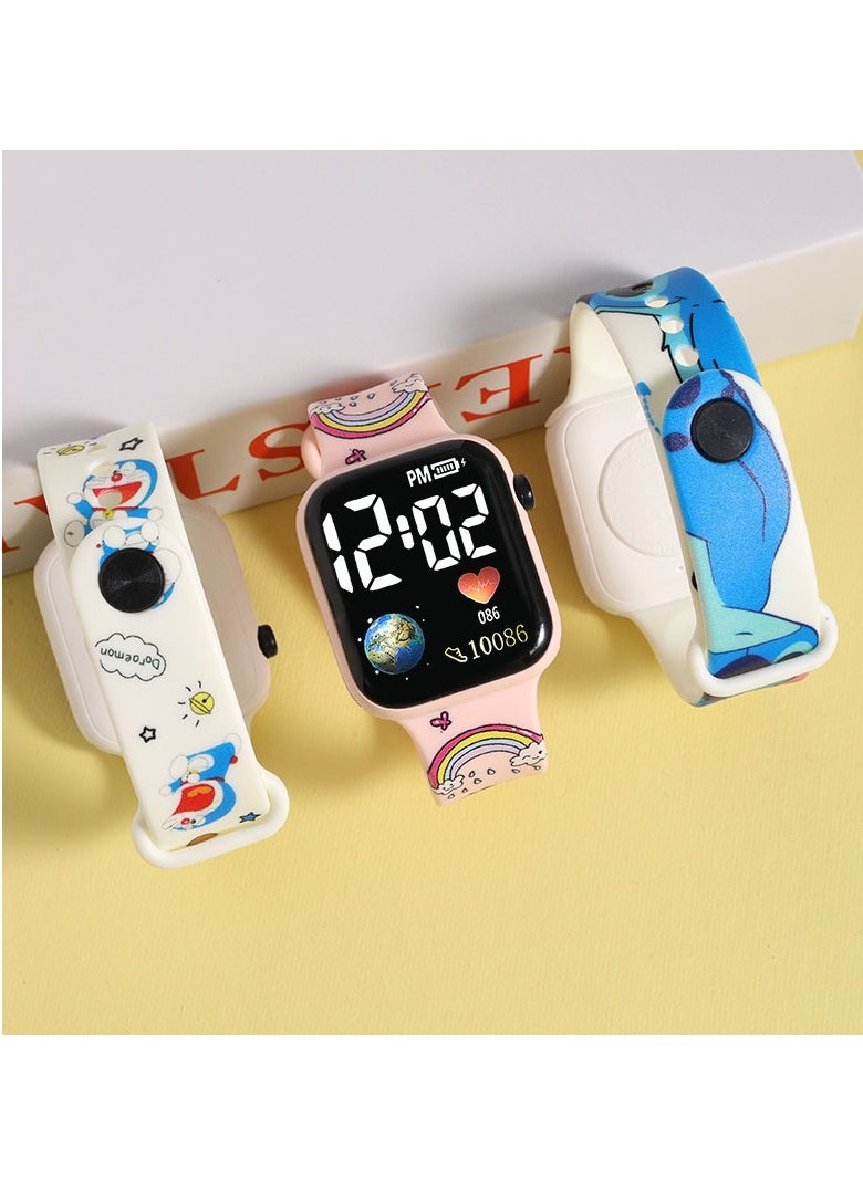 DTBG 4 Pcs Kids' Cartoon Anime Printed Square Water Resistant Silicone Digital Watch  - Image 4