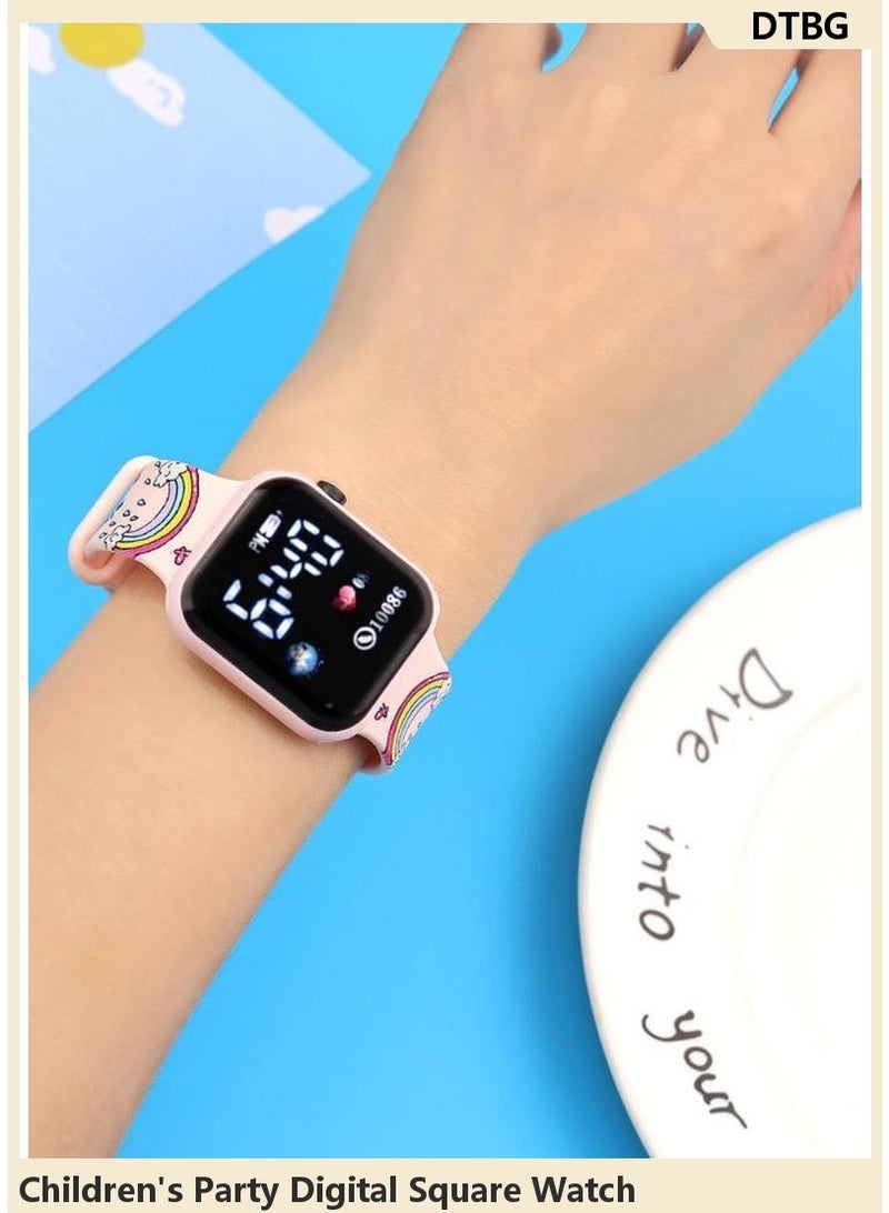 DTBG 4 Pcs Kids' Cartoon Anime Printed Square Water Resistant Silicone Digital Watch - Image 3