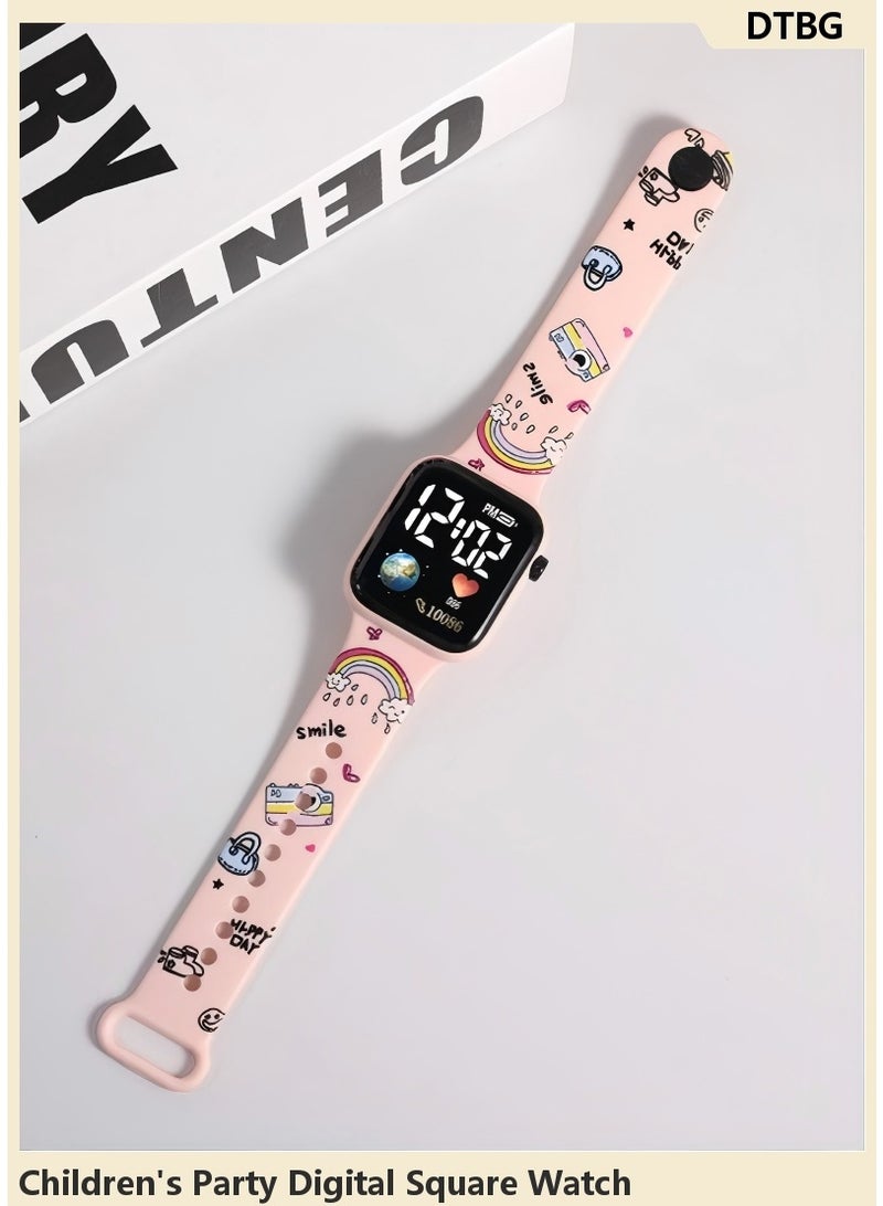 DTBG 4 Pcs Kids' Cartoon Anime Printed Square Water Resistant Silicone Digital Watch - Image 5
