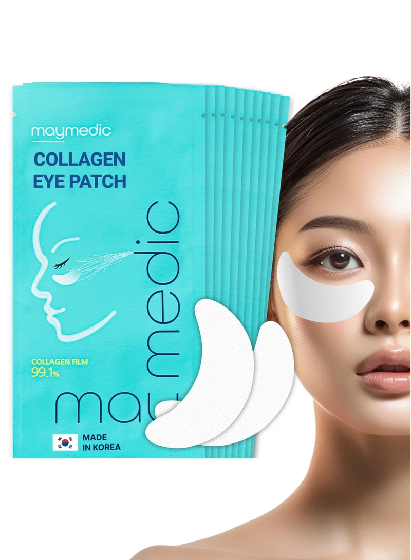 maymedic Collagen Eye Mask Patches 10 pcs - Film Mask Sheets Korean Skincare 60 ml - Puffy Eyes, Dark Circles, Eye Bags Treatment For Women