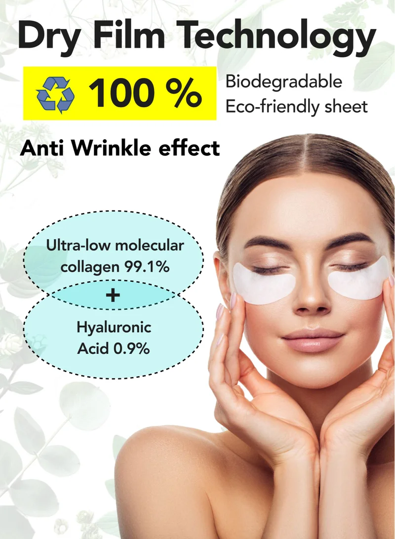 maymedic Collagen Eye Mask Patches 10 pcs - Film Mask Sheets Korean Skincare 60 ml - Puffy Eyes, Dark Circles, Eye Bags Treatment For Women