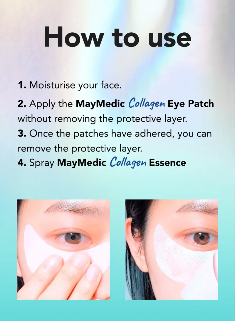 maymedic Collagen Eye Mask Patches 10 pcs - Film Mask Sheets Korean Skincare 60 ml - Puffy Eyes, Dark Circles, Eye Bags Treatment For Women