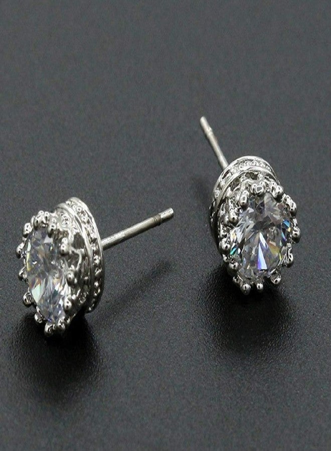 OOMPHelicious Jewellery Pair of Round Cubic Zirconia Stud Earrings For Men & Boys (ESN32_CC4) - Image 4