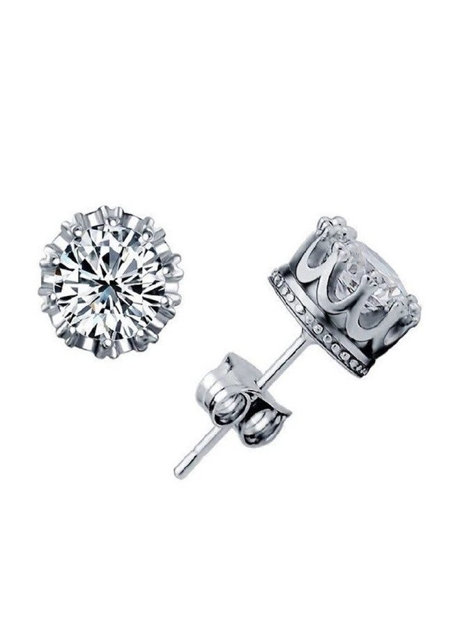 OOMPHelicious Jewellery Pair of Round Cubic Zirconia Stud Earrings For Men & Boys (ESN32_CC4) - Image 1