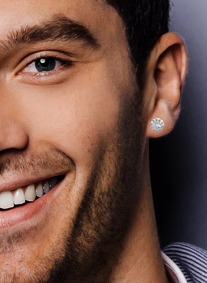 OOMPHelicious Jewellery Pair of Round Cubic Zirconia Stud Earrings For Men & Boys (ESN32_CC4) - Image 5