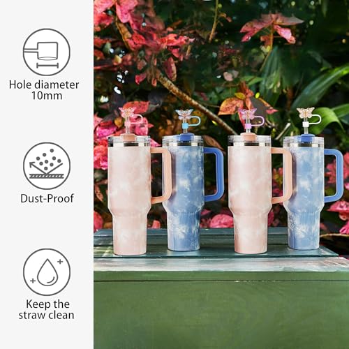 Cussom Butterfly Straw Toppers, Cute Butterfly Straw Covers Compatible with Stanley Cups 30&40 Oz Tumbler with Handle, Reusable Silicone Drinking Tips Accessories - Image 4