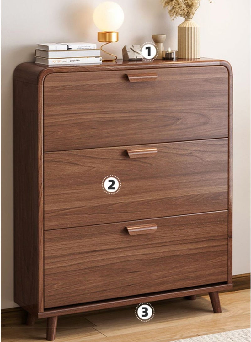 شاربدو خزانة أحذية شاربدو مع 3 أدراج قابلة للطي، خزانة خشبية رفيعة للغاية لتنظيم الأحذية للمدخل، خزانة أحذية رفيعة للغاية قابلة للطي، توفر مساحة 80*17*118 سم - Image 1